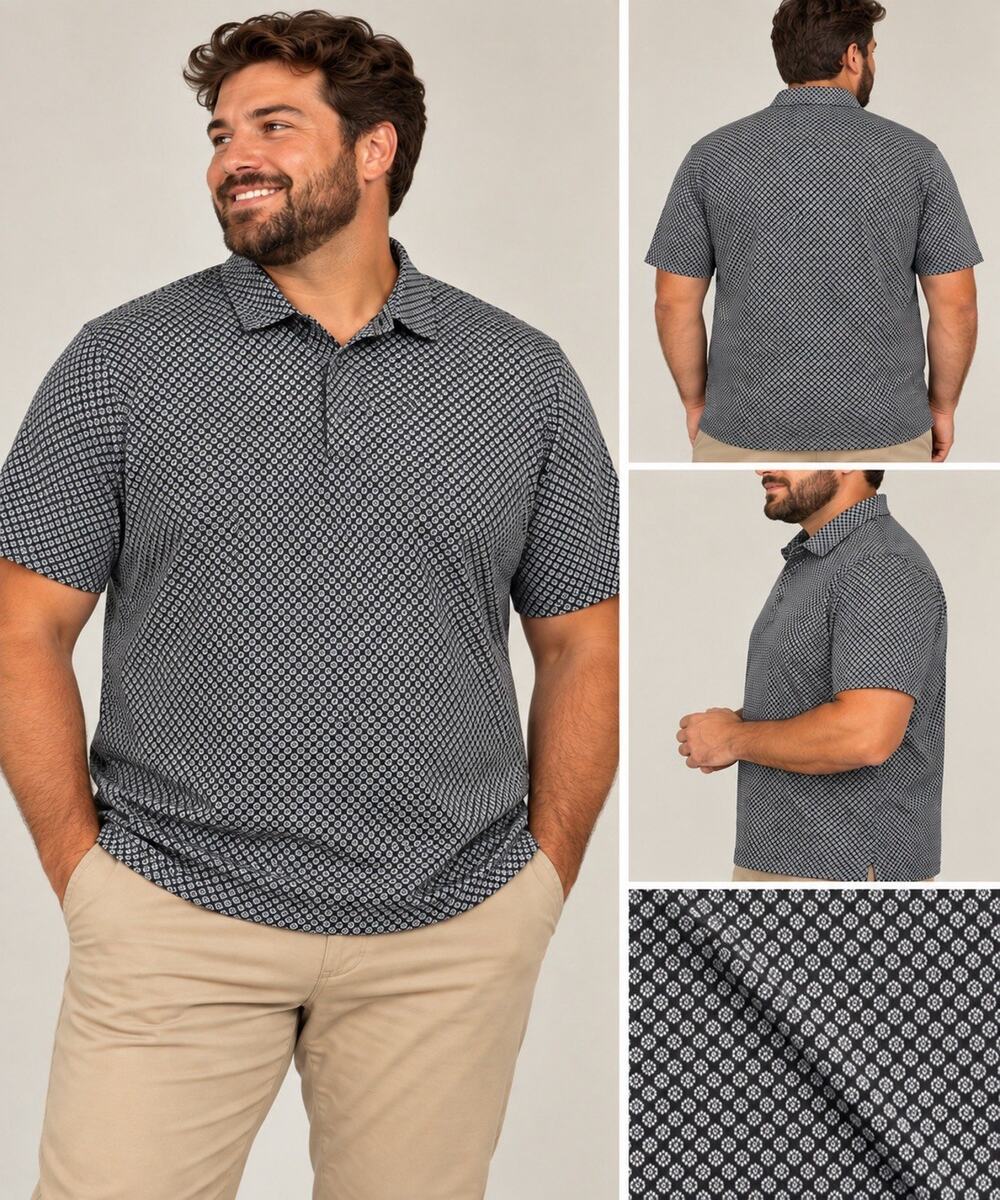 Pro Tour Men’s 3XL Tall CoolPlay Black Gray Performance Golf Polo Shirt